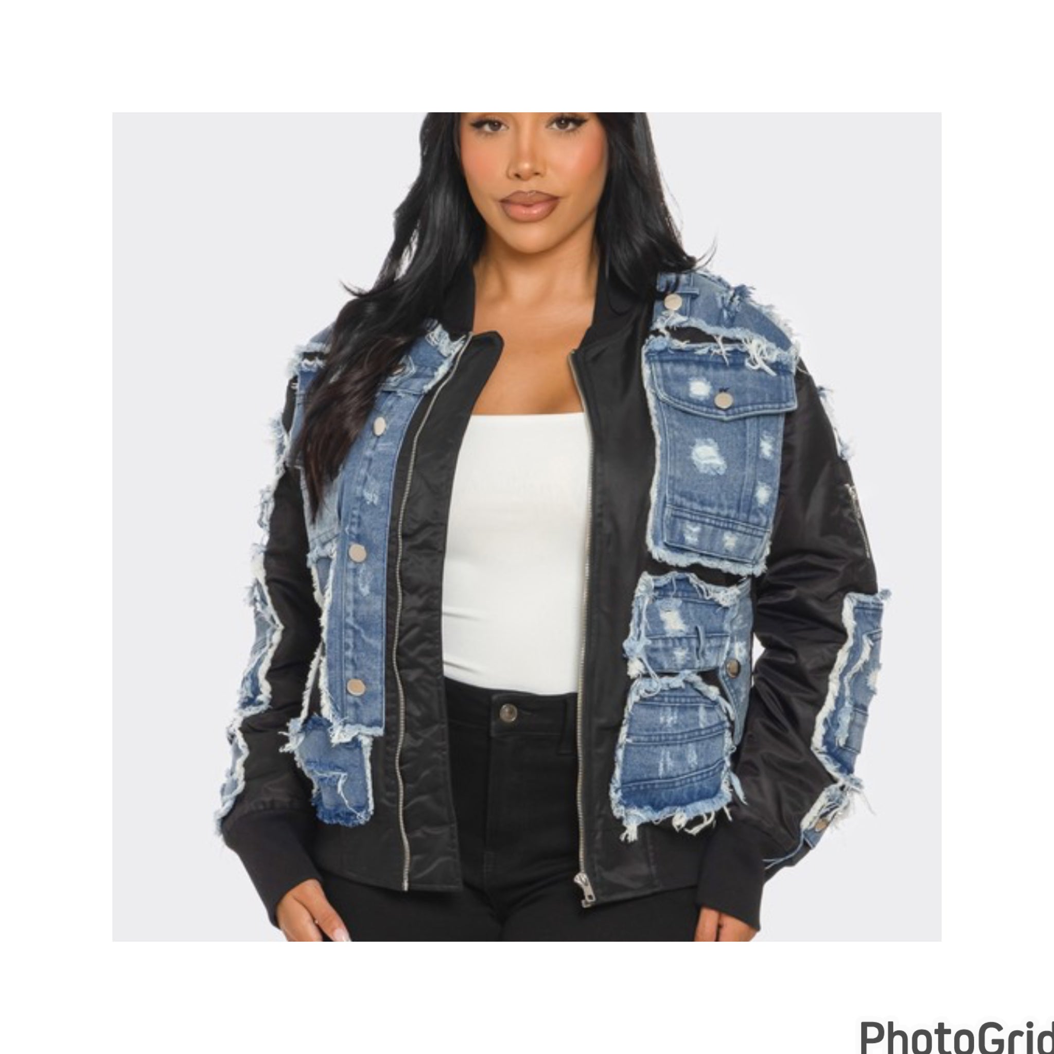 Distressed Denim Bomber **PRE-ORDER 10/30/24**