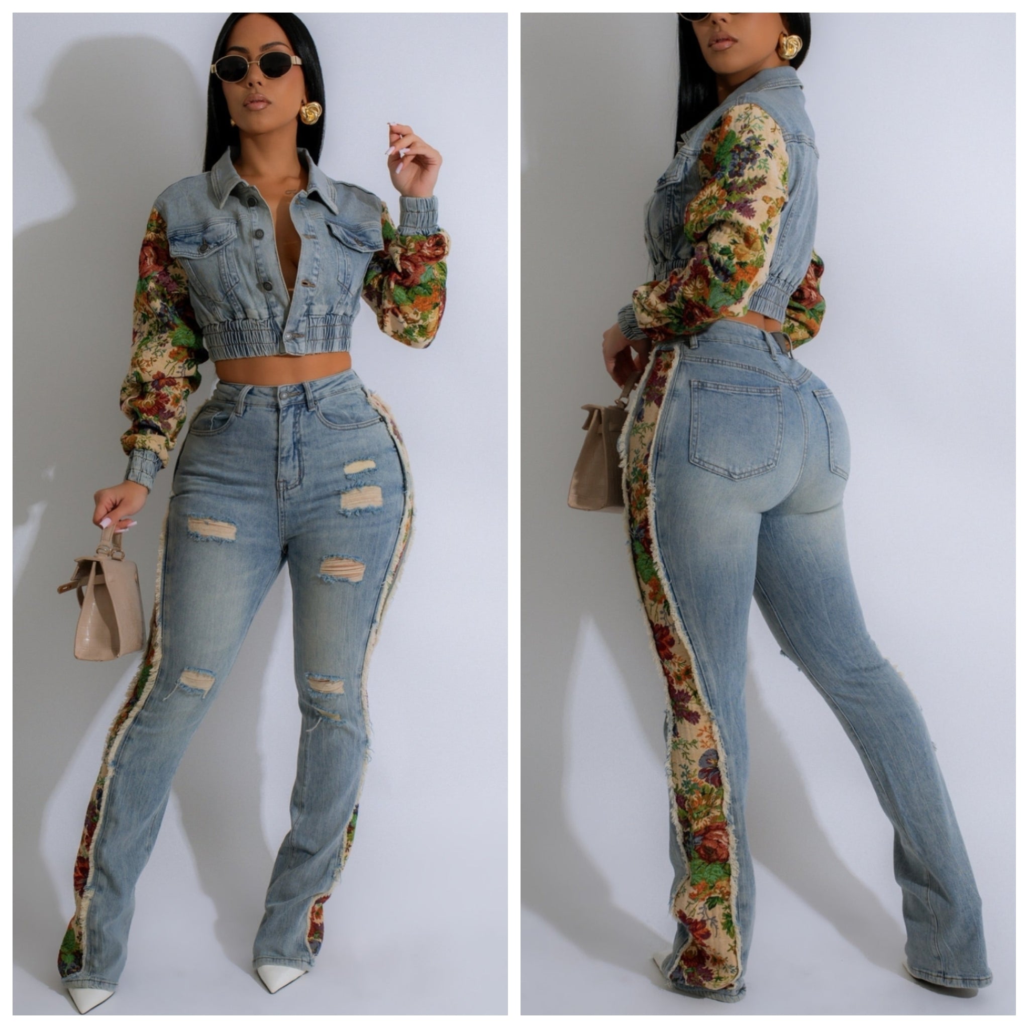 Floral Denim Set