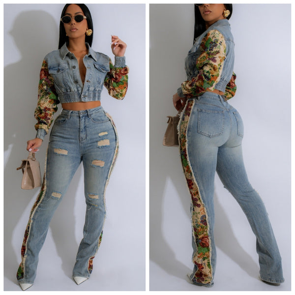 Floral Denim set **PRE ORDER 10/15**